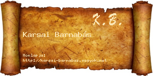 Karsai Barnabás névjegykártya
